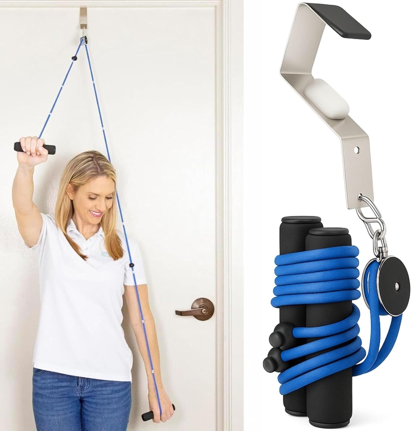 Vive Shoulder Pulley for Physical Therapy - Rotator Cuff Pain Pulley System - Over Door Rehab Exerciser - with Durable Metal Pulley & Comfortable Padded Handles