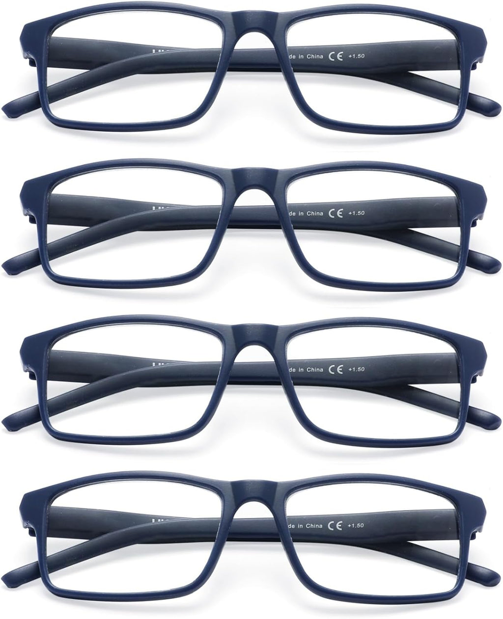 MODFANS 4 Pack Men Reading Glasses, Blue Light Blocking Glasses Computer Readers Anti Glare/Eye Strain Filter UV,Rectangular Two-Tone Unisex Lightweight Comfortable Spring Hinge Eyeglasses 1.0-Blue