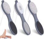 3 Pcs Foot Brush for Shower, 4 in 1 Foot Scrub Brush with Pumice Stone, Feet Rasp and Sandpaper, Exfoliator Tool for Feet Dead Skin Remover (Grey)