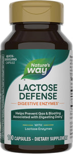 Nature's Way Lactose Defense, Digestive Enzymes*, Supports the Digestion of Dairy*, 690 mg lactase per 3-Capsule Serving, 100 Capsules (Packaging May Vary)