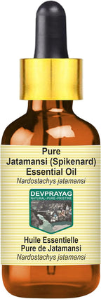 Jatamansi (Spikenard) Essential Oil (Nardostachys jatamansi) with Glass Dropper | Pure | Non-Sticky | Non-Greasy | Lightweight | Men & Women | All Skin Types | Steam Distilled 2ml (0.06 oz)