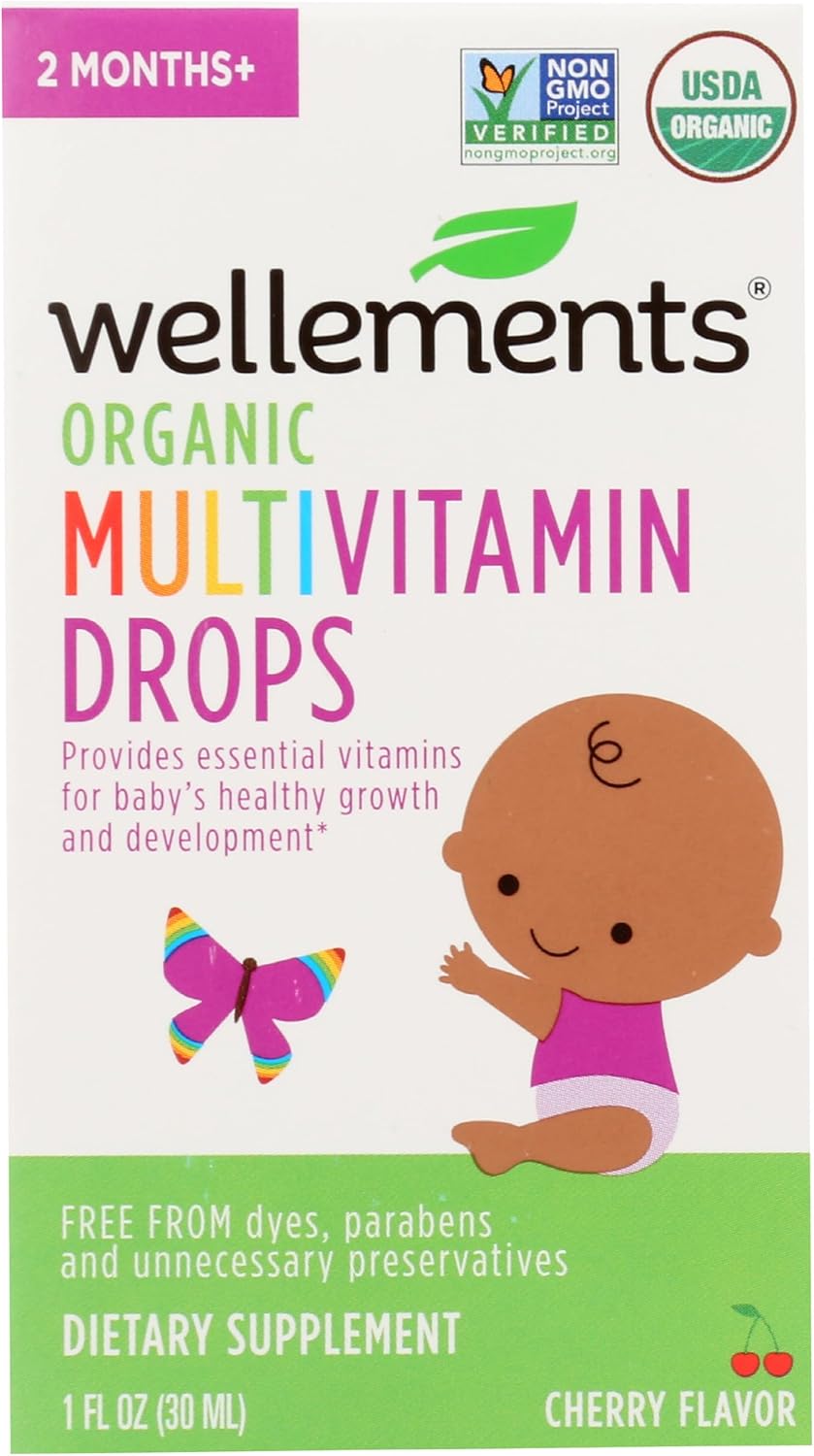 Wellements Organic Multivitamin Baby Drops, Gluten Free, 1 Fluid Ounces (Pack of 3)