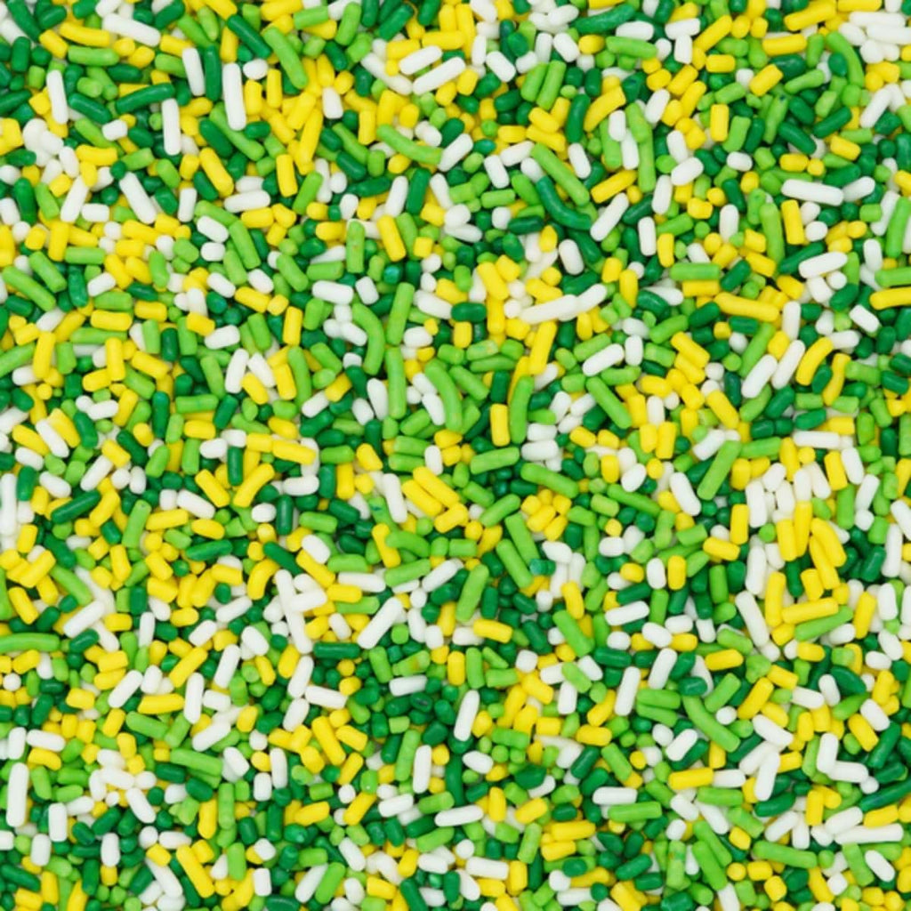 White Yellow Green & Lime Edible Confetti Decorations Sprinkles Desert Jimmies Toppers - 6oz