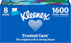 Kleenex Trusted Care Facial Tissues, 8 Flat Boxes, 200 Tissues per Box, 2-Ply, Packaging May Vary