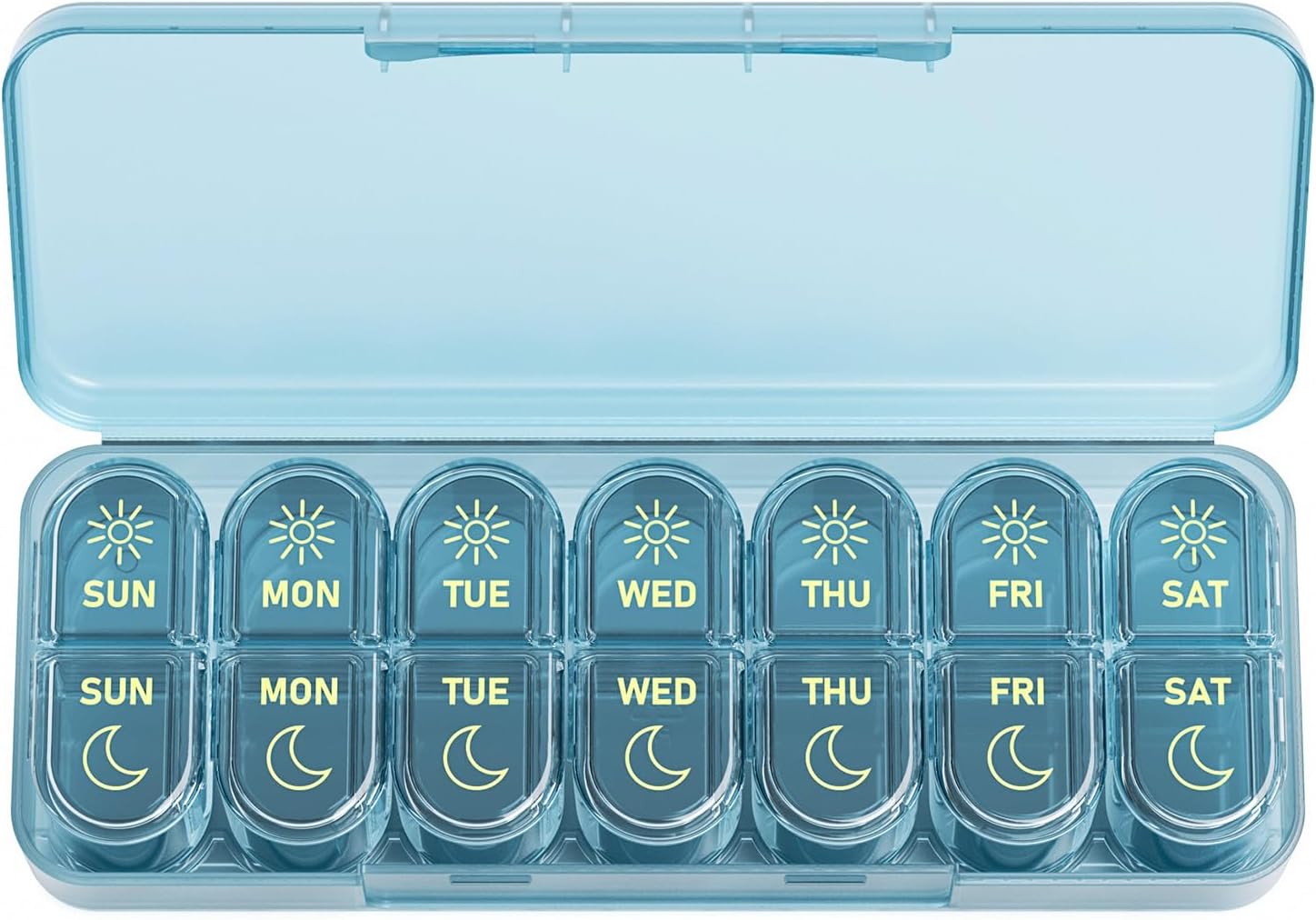 Daviky Weekly Pill Organizer 2 Times a Day, 7-Day AM PM Medicine Case, Travel-Friendly Pill Box for Fish Oils, Vitamins & Supplements