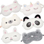 Geyoga 6 Pcs Sleep Mask Cute Unicorn Bunny Cat Sleeping Eye Cover Funny Soft Plush Blindfold Animal Shade Eyeshade Eye Covers for Women Adult Travel Nap Night Sleeping