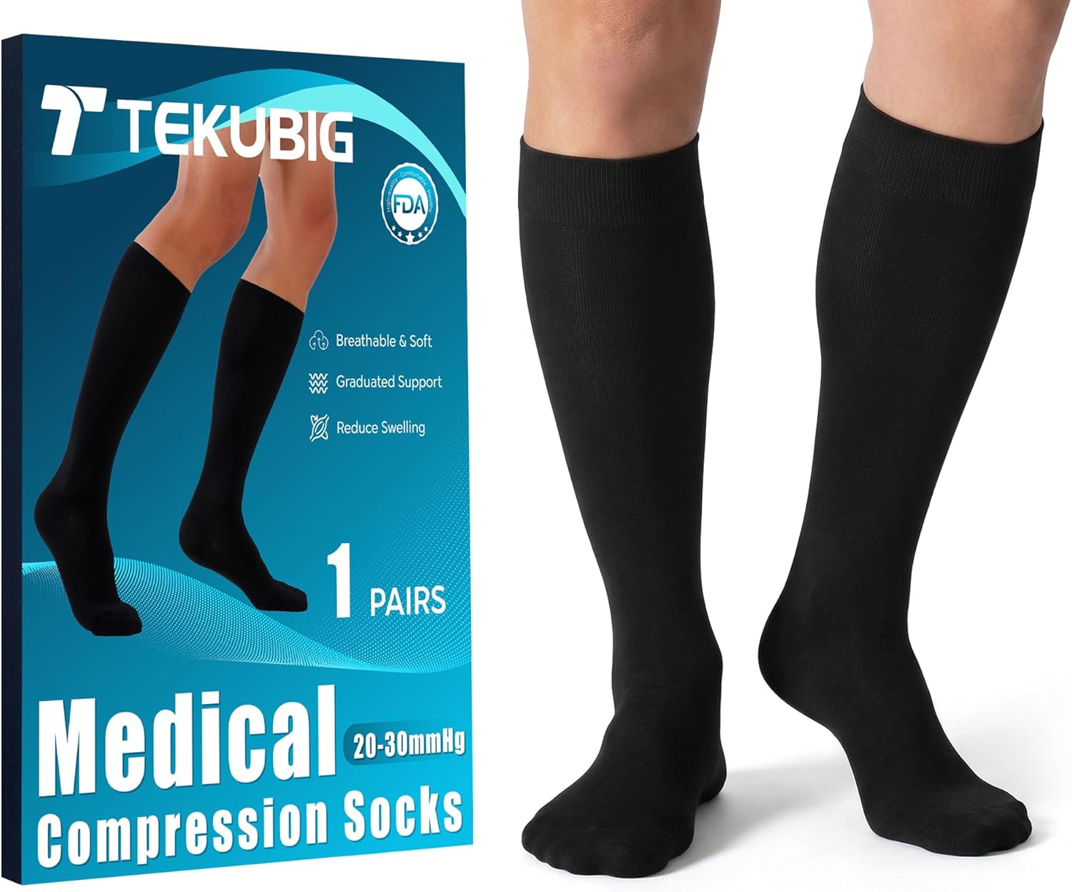 Medical Women Men Compression Socks Knee High 20-30 mmhg Graduated Stocking Support Hose Cute for Running Travel