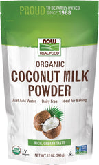 NOW Foods, Organic Coconut Milk Powder, Dairy Free/ Vegan, Just Add Water, 12-Ounce