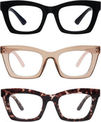 AMOMOMA Trendy Oversized Blue Light Stylish Readers for Women,Retro Square Cute Sturdy Computer Womens Reading Glasses AM6042