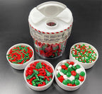 Christmas Sprinkles Pearl Sugar Green Red Candy 120g/ 4.2oz Baking 4-cell Edible Chirstmas Tree Crutch Cake Decorations Cupcake Toppers Cookie Decorating Ice Cream Toppings Celebrations Shaker Jar