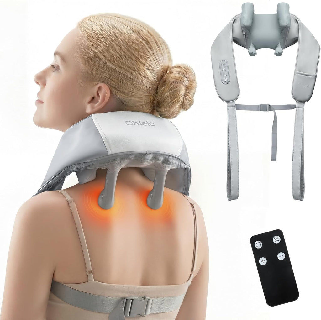 Neck Massager with Heat, Shiatsu Back and Neck Massager for Pain Relief Deep Tissue, 6D Kneading Massager for Neck, Shoulders, Back and Legs, Portable Shoulder Massager Dad Mom(Gray)