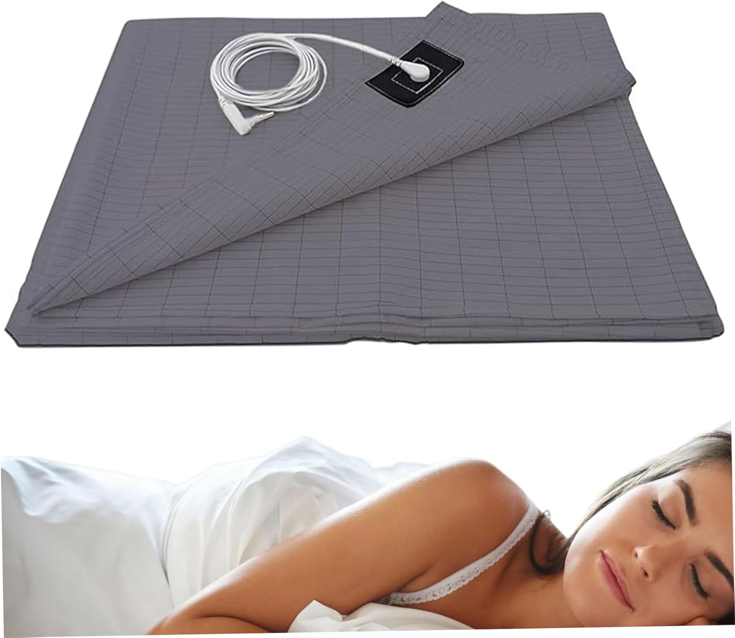 Grounding Sheet 28x52in Soft Sheet Breathable Grounding Bed Sheet with Cable Conductive Foldable Mat for Better Sleep Stress Relief, Sheet, Standard, 27.95x51.97inch