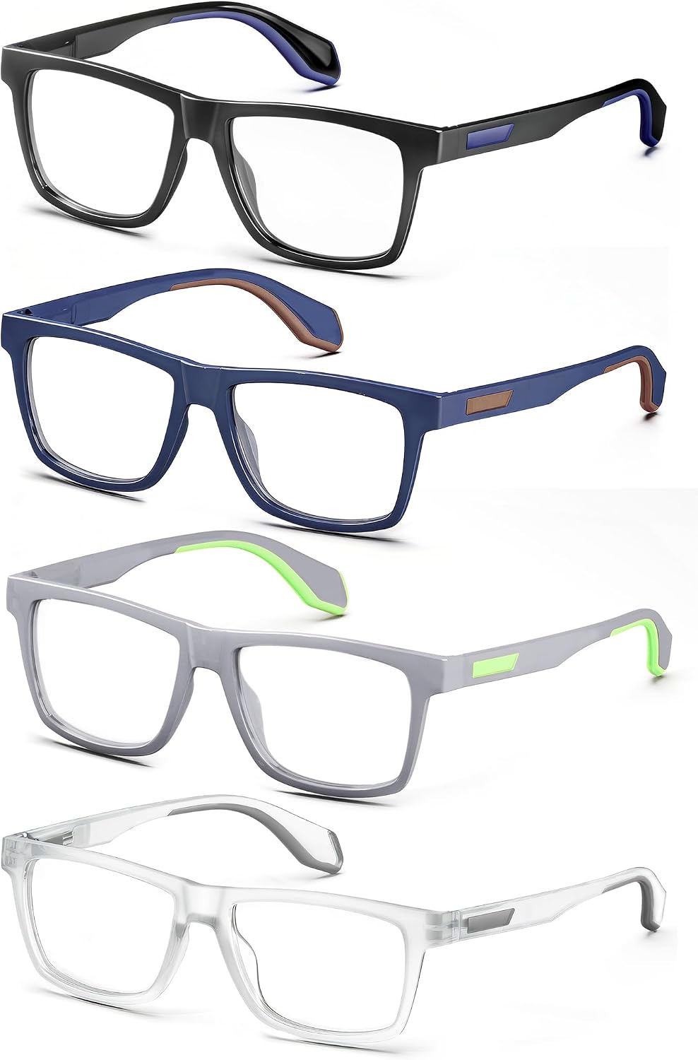 MODFANS Oversized 4.0 Reading Glasses for Men&Women,Large Readers for Men Comfort Rubber Temple with Spring Hinge,Wide Blue Light Blocking Reading Glasses,Anti UV/Eyestrain
