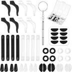 50 Piece Eyeglasses Retainers Sets Anti Slip Silicone Eyeglass Nose Pads Round Ear Gripper Holders Silicone Ear Hooks Glasses Temple Tips Sleeve for Eye Glasses Sunglasses(White, Black)