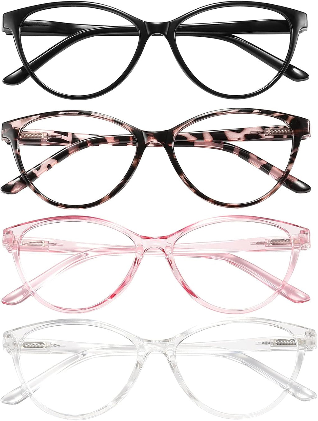 Przene 4 Pack Blue Light Blocking Reading Glasses,Readers for Women and Men with Spring Hinge