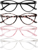 Przene 4 Pack Blue Light Blocking Reading Glasses,Readers for Women and Men with Spring Hinge