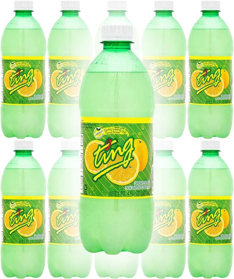Ting, Sparkling Jamaican Grapefruit Flavored Beverage, 20oz Bottle (Pack of 10, Total of 200 Fl Oz)