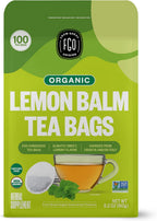 FGO Organic Lemon Balm Tea, 100 Count, Eco-Conscious Herbal Tea Bags, Resealable Bag, Caffeine Free, Packaging May Vary (Pack of 1)
