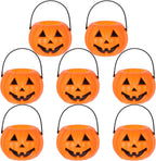 STOBOK Halloween Pumpkin Bucket - 8pcs Trick or Treat Children Portable Plastic Candy Buckets Jack O Lanterns - Desktop Decoration Candlestick Candy Holder Pail Party Favor Basket Party Supplies