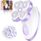 Electric Razors for Women - Upgraded Electric Shaver for Women with Magnetic Heads, Rotary Hair Remover Kit for Legs Bikini Face, Lady Trimmer for Sensitive Skin, Detachable and Waterproof, Lavender