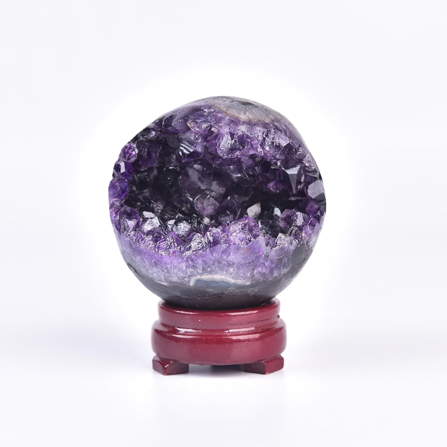 AMOYSTONE Amethyst Geode Ball 2.4-2.8" | Purple Healing Sphere for Chakra Therapy, Spiritual Awakening