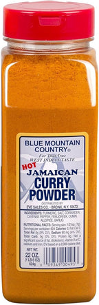 Blue Mountain Country Jamaican Curry Powder Hot - 22 oz Shaker Bottle | Authentic Spicy West Indian Curry Blend for Meat, Seafood, Vegetables & More