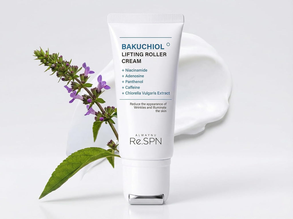 Re.SPN Bakuchiol Lifting Roller Cream – For Wrinkles, Lifting & Pore Tightening on Face & Neck with Gua Sha Applicator, Vegan, Natural Retinol, Niacinamide, K-Beauty (1.69 fl oz)