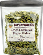 SavorSatch Dried Green Bell Pepper Flakes – 8oz Resealable Pouch | Dehydrated, Diced, Certified Kosher, Non-GMO | Perfect for Cooking, Soups, Stews, Camping, Emergency Food Supply