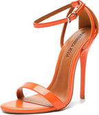 MAIERNISI JESSI Unisex Men's Women's Stiletto Sandals with Ankle Strap, Open Toe High Heel, 5.1 Inch Heel
