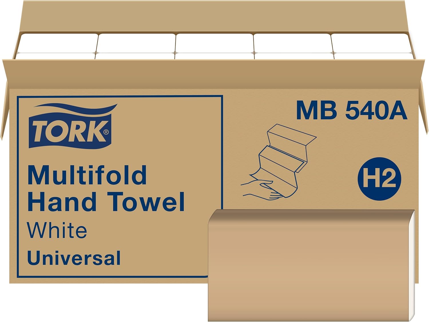 Tork Multifold Hand Towel White H2, Universal, 100% Recycled Fibers, 16 x 250 Towels, MB540A