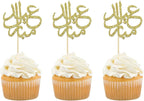 Confetti! 24Pcs Gold Glitter Eid Mubarak Cupcake Toppers Arabic Happy Eid Ramadan Kareem Cake Decorations Islamic Muslim Party Supplies Decorations