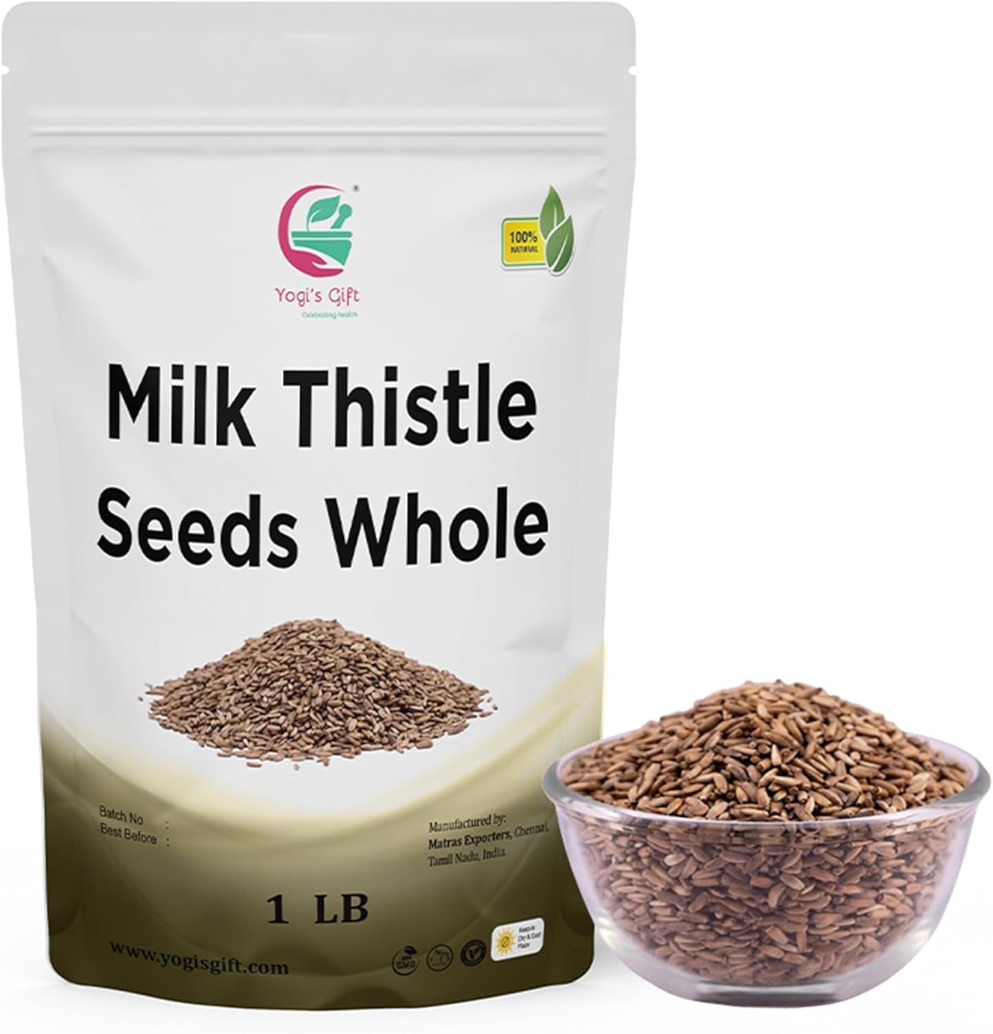 Milk Thistle Seeds 1 LB (Whole) | Whole Milk Thistle For Tea | By Yogi's Gift®