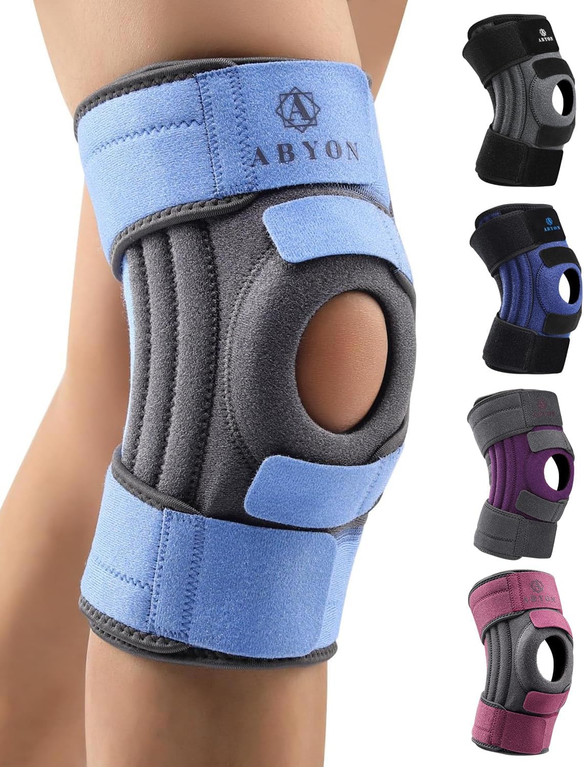 ABYON Knee Brace for Women & Men Meniscus Tear, ACL, Arthritis, Knee Support with Triple Side Stabilizers and Adjustable 360° Wraparound Strap for Maximum Knee Pain Support and Fast Recovery