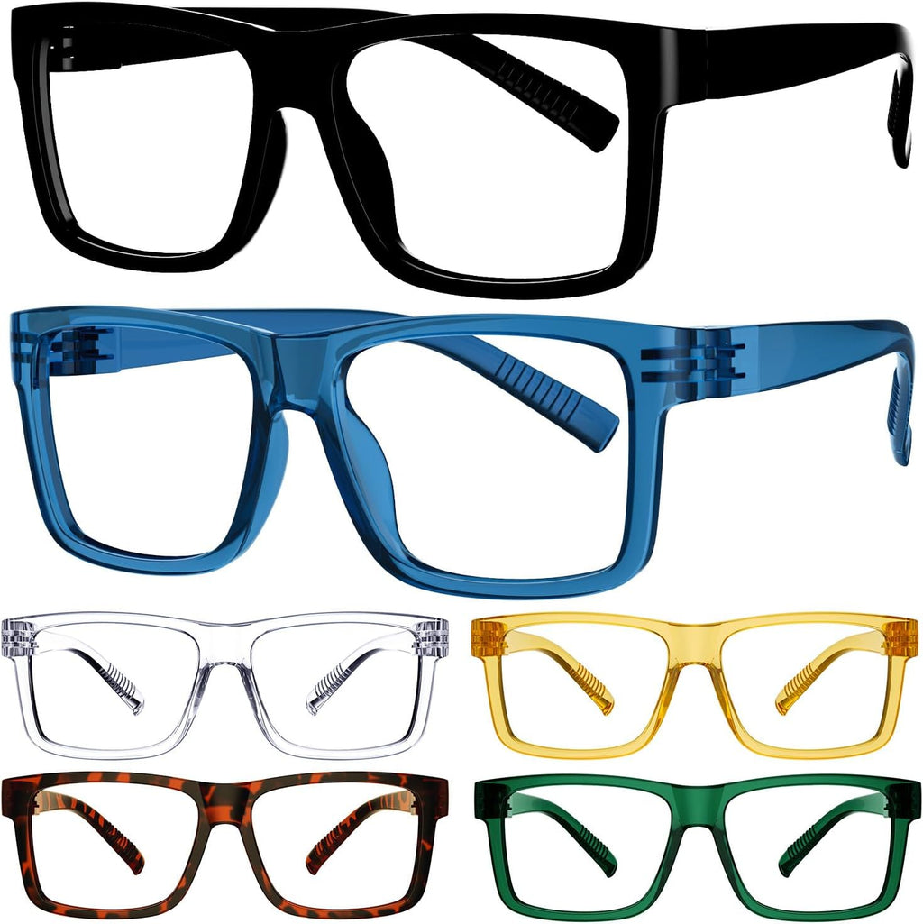 Eyekepper 6 Pack Metalless Reading Glasses with Screwless Spring Hinges Oversize Readers for Men +0.75
