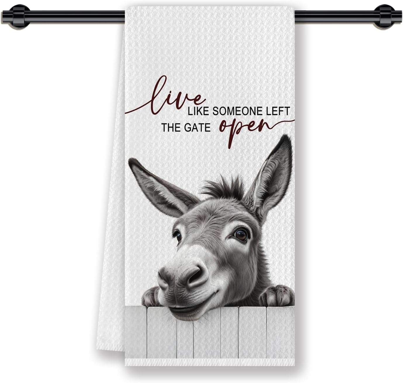 Donkey Kitchen Dish Towels,Donkey Lovers Gifts for Women, Funny Farmhouse Donkeys Hand Tea Towels for Bathroom Kitchen Decor,16x24 Inches