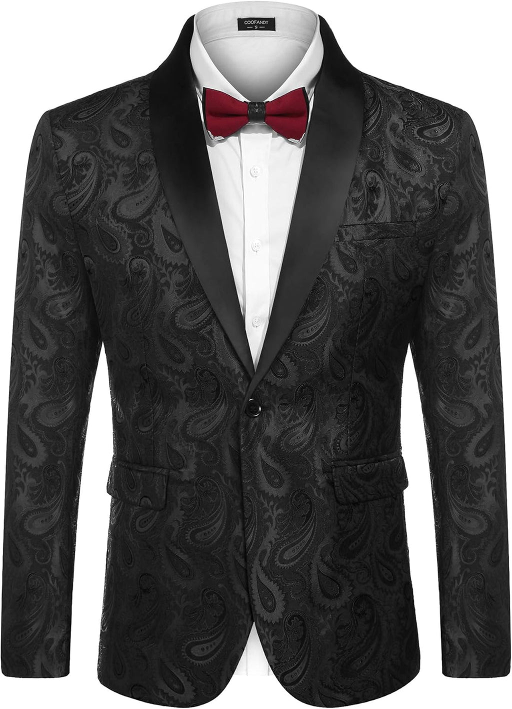 COOFANDY Mens Floral Tuxedo Jacket Paisley Shawl Lapel Suit Blazer Jacket for Dinner,Prom,Wedding