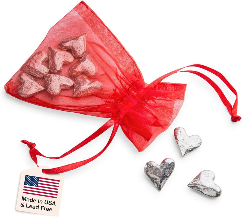 DANFORTH Vilmain Heart Pocket Charms | Pack of 10 Pewter Coins with Gift Bag | Gifts for Mom and Mom Presents | Handcrafted Mothers Gift Ideas | Made in USA | Gifts for Moms
