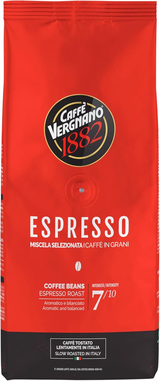Caffe Vergnano Espresso Beans, Large 2.2lb Bag - Medium Roast Arabica Robusta Coffee Beans, Chocolate & Caramel Notes - Perfect for Expresso Machine, Moka Pot, French Press, Drip Coffee Maker
