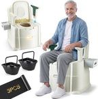 Bedside Commode, Portable Toilet for Adults, Commode Chair for Toilet with Arms, Height Adjustable, 2 Toilets and Induction Night Light, Potty Chair for Elderly and Disabled