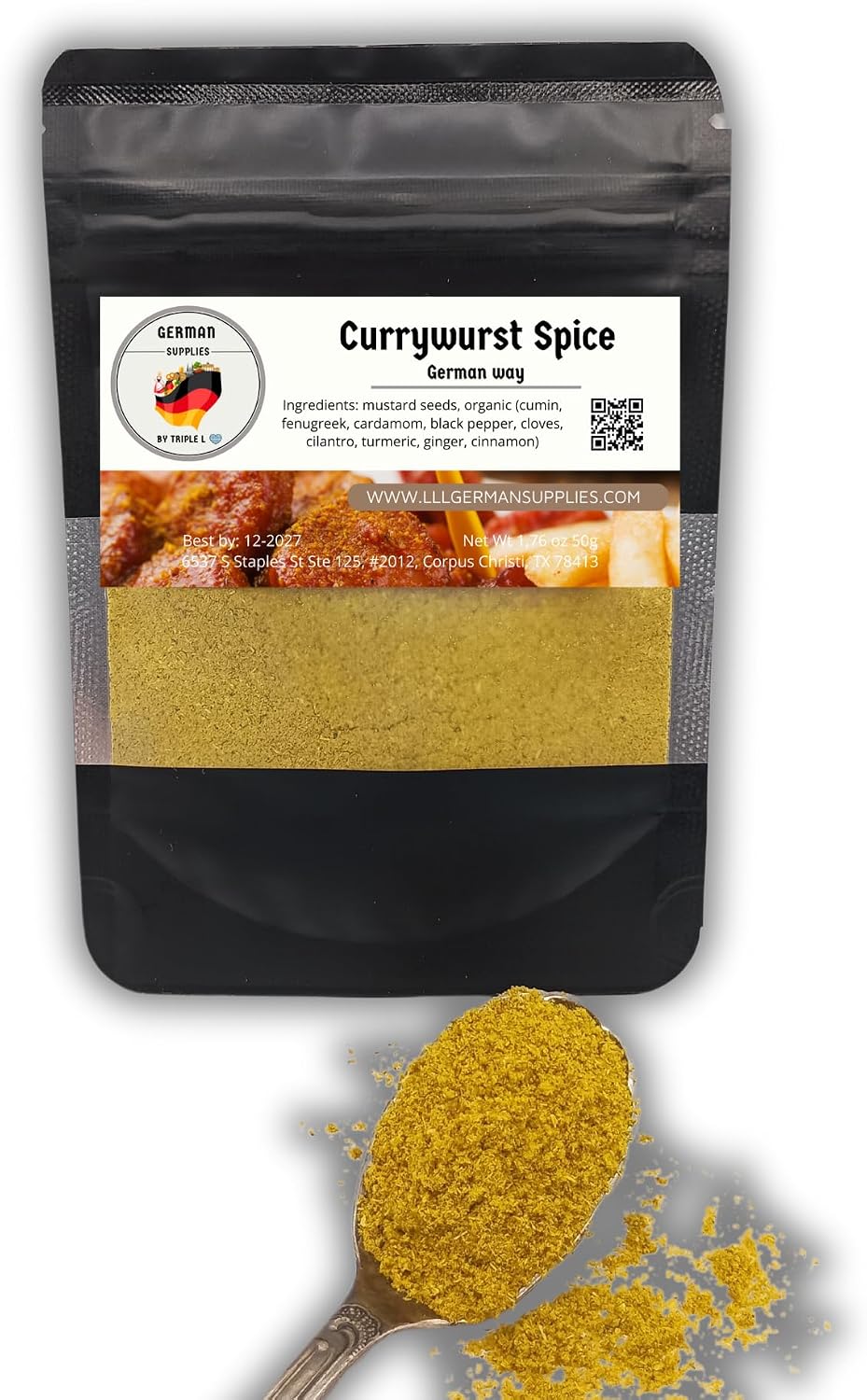50g (1.76) Currywurst Seasoning - Mild German Curry Powder - Traditional Curry Recipe - for Sausages and More