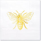 WRAPAHOLIC 50Pcs Bee Wedding Napkins - 3-Ply Gold Foil Bee Disposable Paper Luncheon Napkin for Engagement Wedding Party Supplies Tableware - 6.5 x 6.5 In