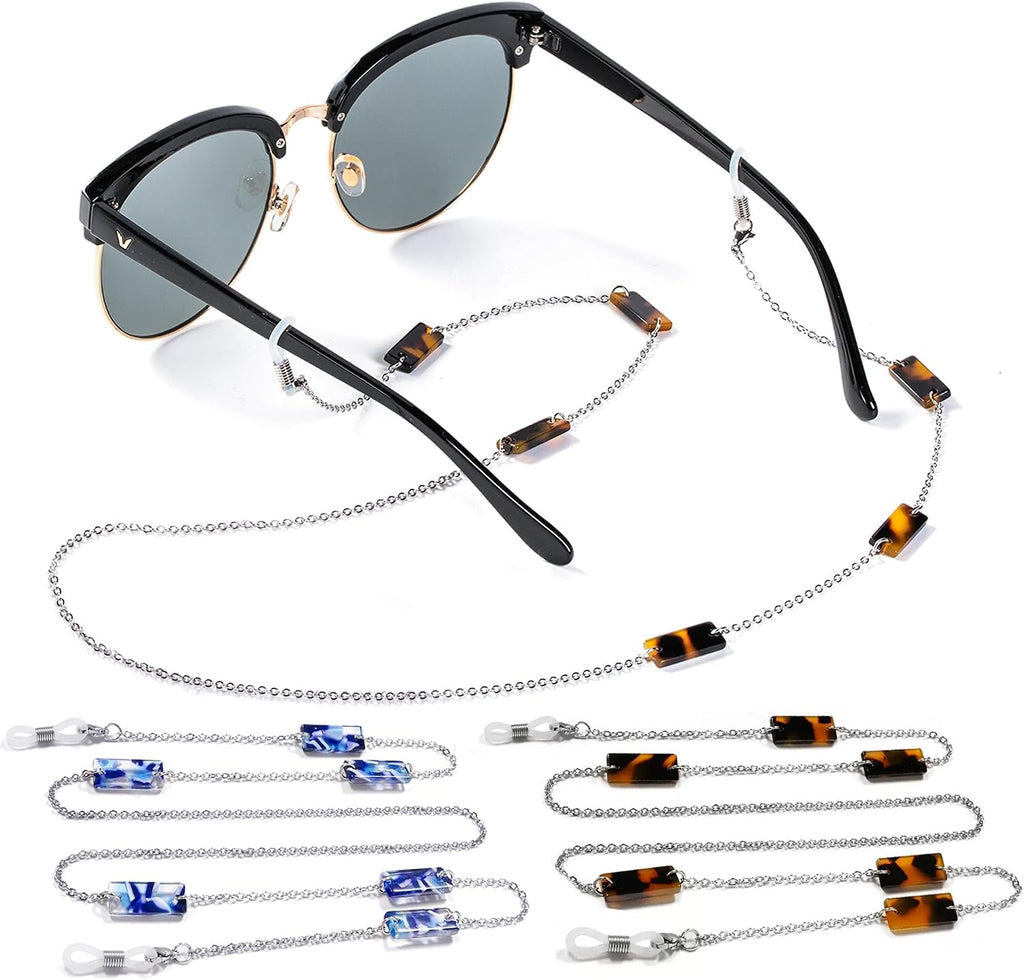 Josteve Chain Glasses Strap Sunglasses Holder, Women Chain Eyeglasses Strap, 2Pcs Lanyard Eye Glasses Holders Around Neck Men