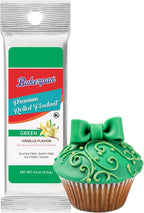 Bakerpan Premium Rolled Green Fondant for Cake Decorating, Vanilla Flavor - 4.4 Ounces (Made in USA)