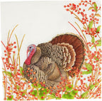 Caspari Turkey And Berries Luncheon Napkins - 20 Per Package
