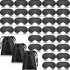 Xtinmee 30 Pieces Silk Sleep Mask Silk Eye Mask with Adjustable Strap Eye Cover for Sleeping Blindfold for Women Men Travel Rest(Black)