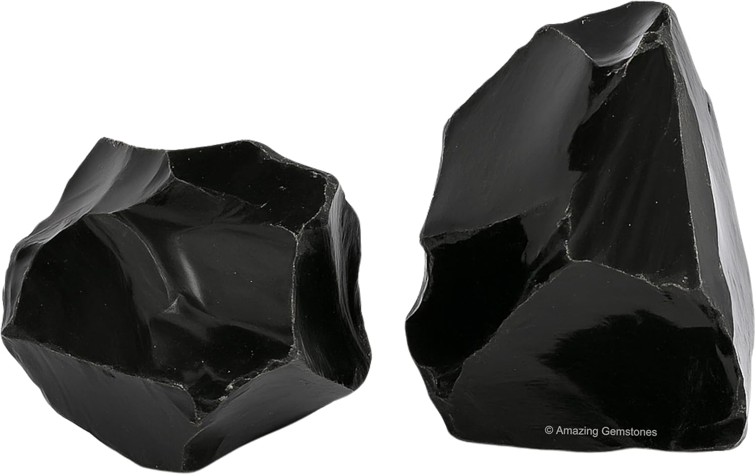 Amazing Gemstone Black Obsidian Rock Crystals and Healing Stones, Natural Raw for Tumbling and DIY, Obsidiana Negra Original (2 Pieces)