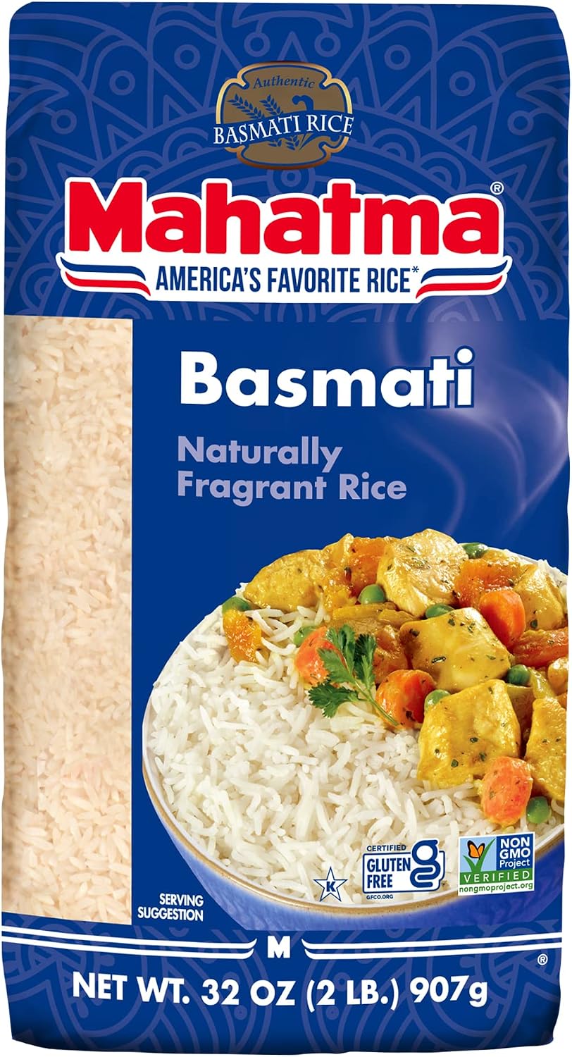 Mahatma Indian Basmati, 32-Ounce Bag of Rice, Fluffy, Floral, and Nutty-Flavored Rice, Stovetop or Microwave