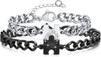 Matching Bracelets for Couples : Long Distance Relationship Gifts Puzzle Heart Stainless Steel Bracelets for Women Men His Hers Bracelets Set for Bf gf Husband Wife Friends Anniversary Promise Gift