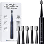 Sonic Electric Toothbrush Set for Adults, 5 Modes Rechargeable Toothbrush with 5 Brush Heads, 50-Day Battery Life, IPX7 Waterproof, 2-Min Smart Timer (Black)