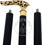 Humaira Nautical Victorian Brass Walking Stick Cane Brass Handle with Black Wooden Cane (3 Fold Wooden Walking Cane),36 Inch